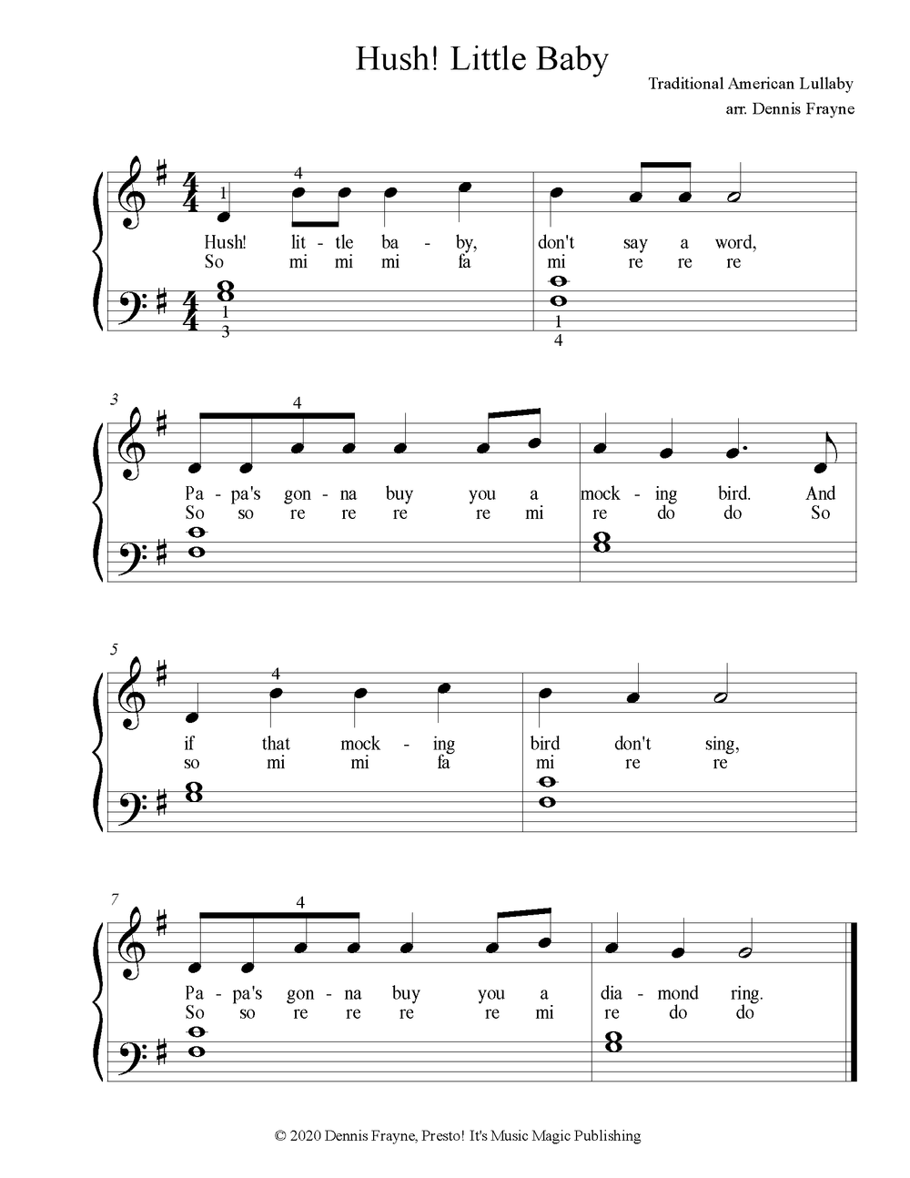 Hush! Little Baby — Presto! It's Music Magic Publishing